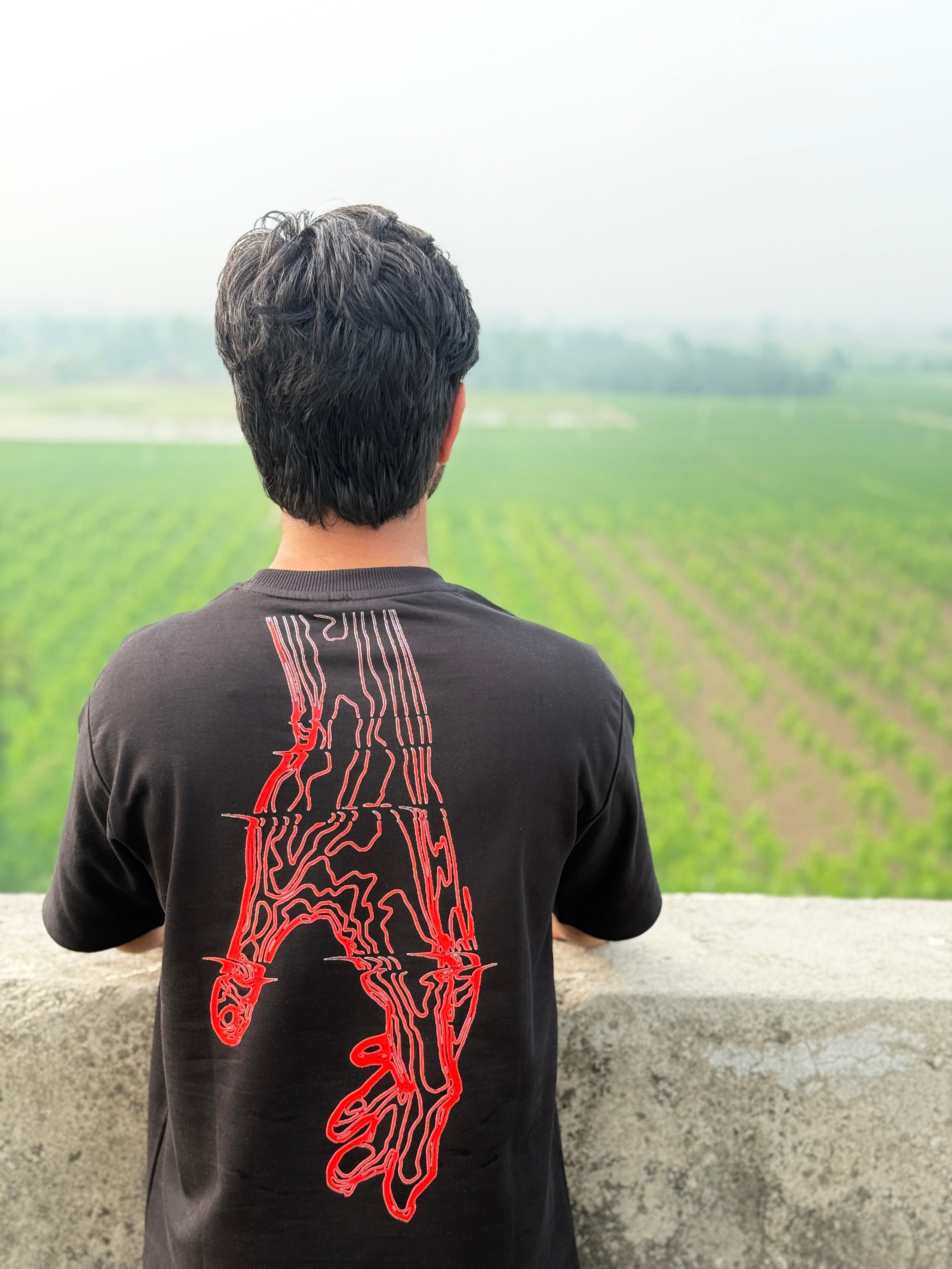 Drift & drape red hand oversized T-shirt