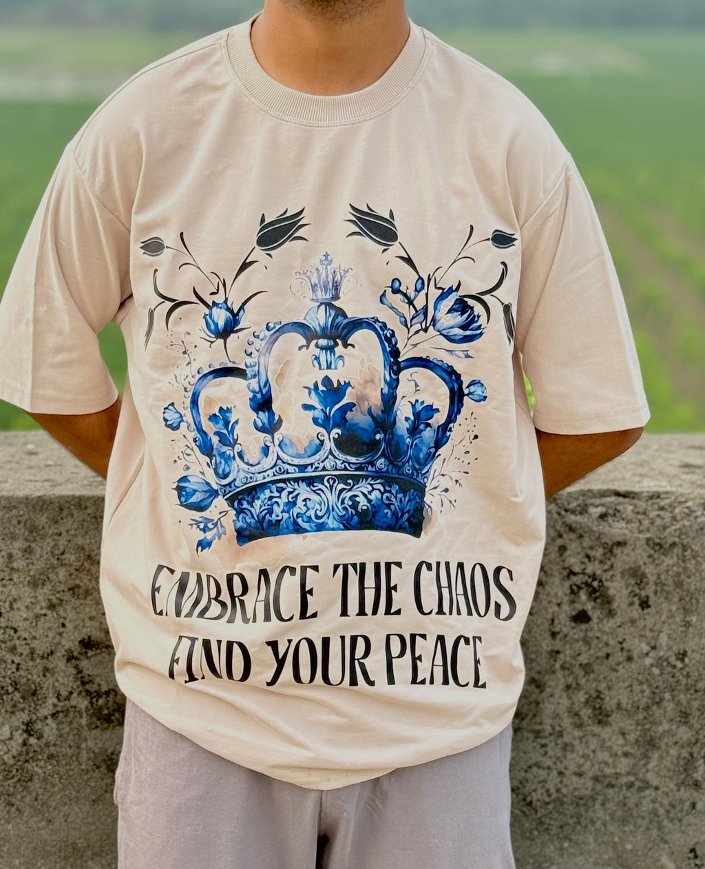 Embrace the chaos find your peace oversized T-shirt